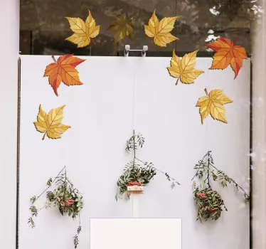 Vinilo pared salón hojas otoño - TenVinilo