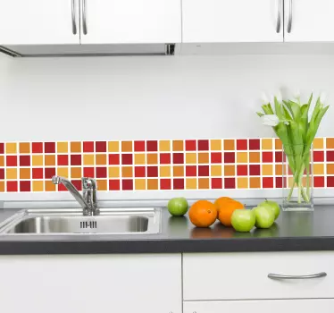 Vinilo para baño azulejos tonos cálidos - TenVinilo