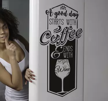 Vinilo frase café y vino - TenVinilo