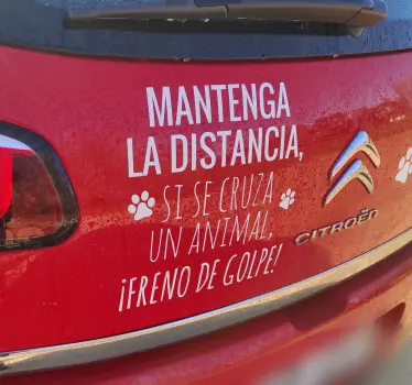 Pegatina coche distancia animales - TenVinilo