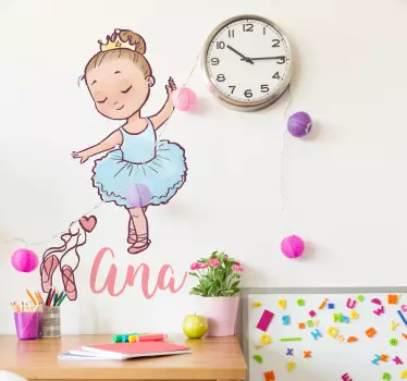 Vinilo infantil bailarina nombre - TenVinilo