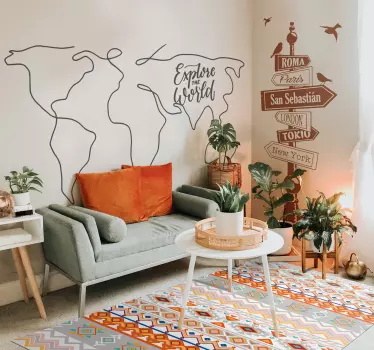 Vinilo decorativo panel direcciones ciudades - TenVinilo