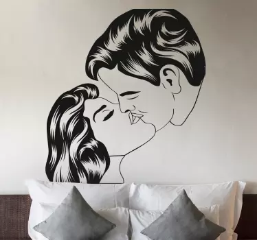 Vinilo decorativo dibujo pareja beso - TenVinilo
