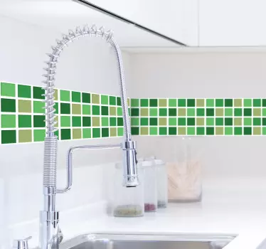 Vinilo azulejos tonos verdes - TenVinilo