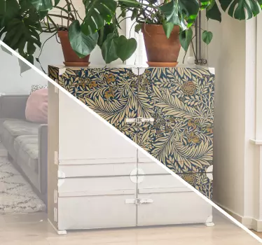 Vinilo para muebles patrón floral azul - TenVinilo