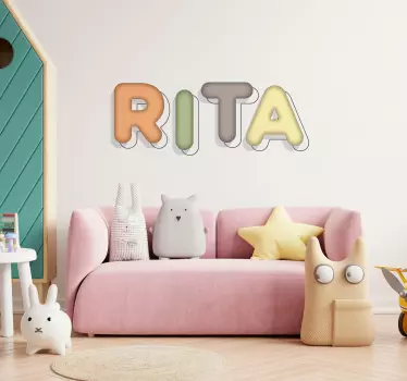 Vinilo infantil para pared estilo nombre personalizable - TenVinilo