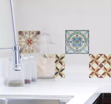 Azulejos adhesivos mosaico hidráulico varios - TenVinilo