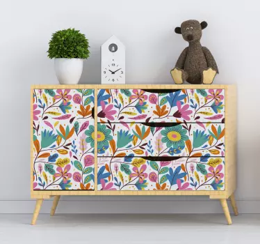 Vinilo decorativo de muebles de flores de primavera - TenVinilo