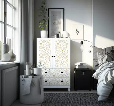 Vinilo habitación juvenil mueble patrón geométrico - TenVinilo