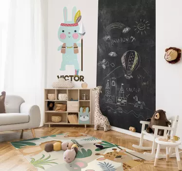 Vinilo infantil Conejo indio personalizado - TenVinilo