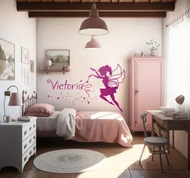Vinilo decorativo infantil ninfa personalizable con nombre - TenVinilo