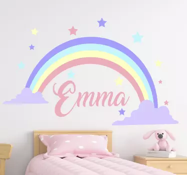 Vinilo infantil arcoiris para niños con nombre - TenVinilo
