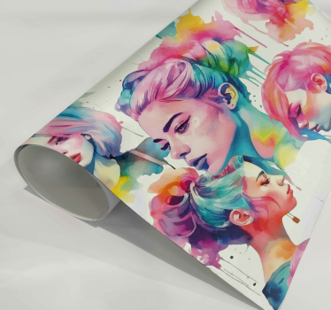 Vinilo para mueble mujer acuarela - TenVinilo