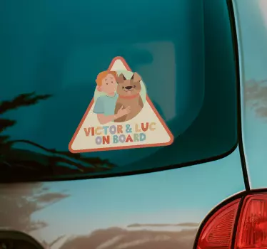 Pegatina para coche niño y perro a bordo - TenVinilo