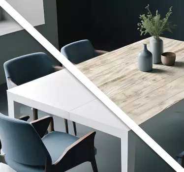 Vinilo pared comedor madera clara para mesa - TenVinilo
