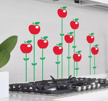 Adhesivo decorativo manzanas flor - TenVinilo