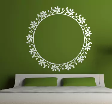 Adhesivo marco circular borde floral - TenVinilo