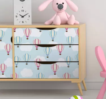 Vinilo para mueble globos azules y rosas para niño - TenVinilo