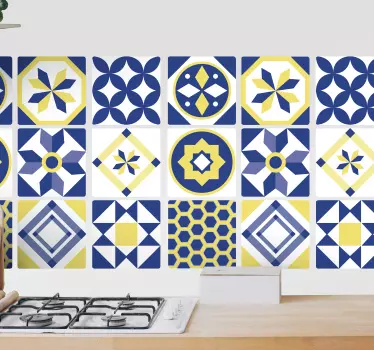 Vinilos para azulejos amarillos y azules - TenVinilo