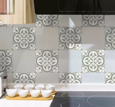 Azulejos vinílicos Azulejo marroquí siempreverde color niebla - TenVinilo