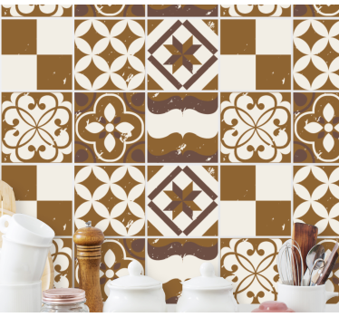 Azulejos vinílicos Diseño de cemento marrón - TenVinilo