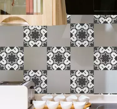 Azulejos vinílicos Estilo gracia gris hidráulico - TenVinilo