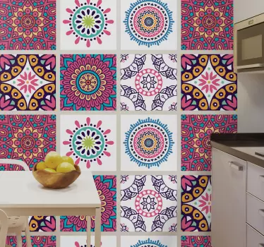 Azulejos vinílicos mandalas morados - TenVinilo