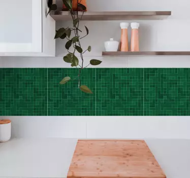 Azulejos vinílicos Mosaico verde brillante abstracto - TenVinilo