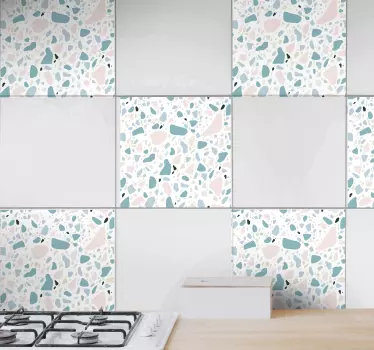 Azulejos adhesivos patrón terrazzo blanco - TenVinilo
