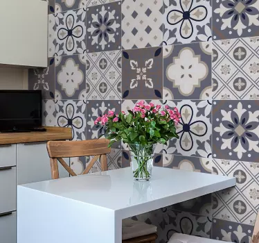 Azulejos vinílicos vintage tonos grises - TenVinilo