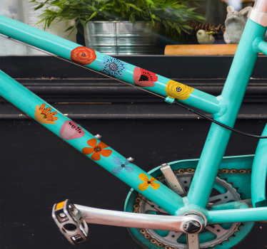 Bicicleta vinilo de flores multicolores - TenVinilo