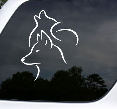 Calca para auto arte lineal de lobo - TenVinilo