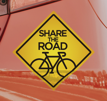 Calca para auto comparte la señal de bicicleta de carretera - TenVinilo