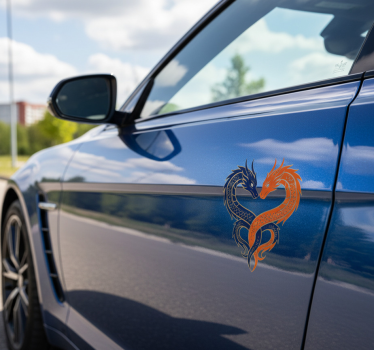 Calca para auto dragones en forma de corazón - TenVinilo