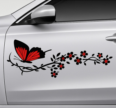 Calca para auto efecto mariposa negro rojo - TenVinilo