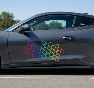 Calca para auto formas hexagonales multicolores brillantes - TenVinilo