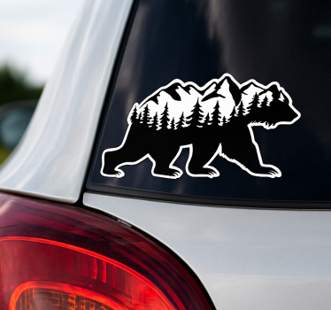 Calca para auto oso de montaña y ola - TenVinilo