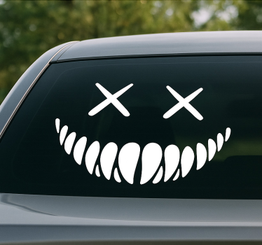 Calca para auto cara sonriente con ojos xx - TenVinilo