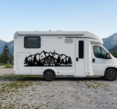Calca para auto silueta de cabaña en la montaña - TenVinilo