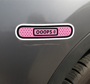 Calca para auto vendaje "oops" rosa - TenVinilo
