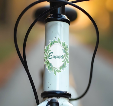 Calca para bicicleta hojas verdes con nombre - TenVinilo