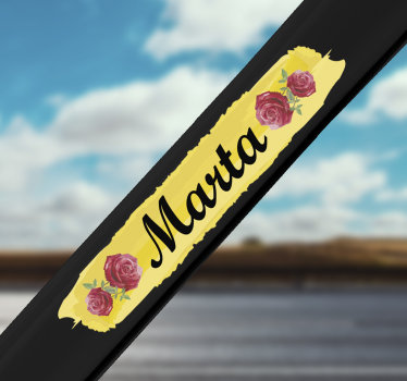 Calca para bicicleta nombre con rosas hermosas - TenVinilo