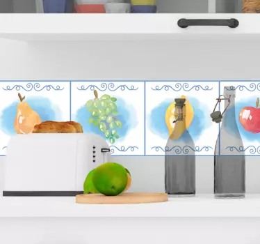 Cenefa decorativa frutos para cocina - TenVinilo