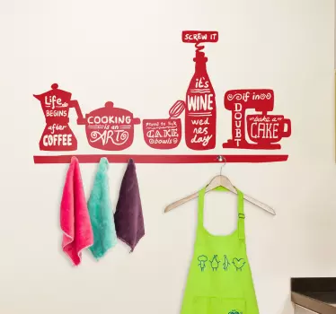 Vinilo de pared colgador para cocina - TenVinilo