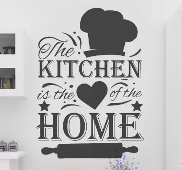 Frase para la pared cocina corazón de la casa - TenVinilo