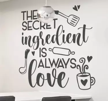 Vinilo para cocina frase el ingrediente secreto es el amor - TenVinilo
