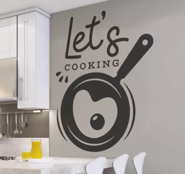 Frase para la pared vamos a cocinar con sartén - TenVinilo
