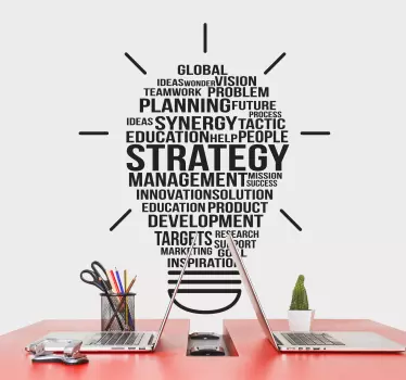 Frase vinilo pared estrategia bombilla de ideas - TenVinilo