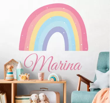 Mural habitación infantil Lindo arcoiris y nubes en colores paste - TenVinilo