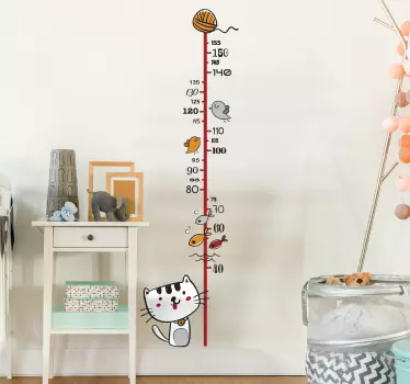 Vinilo adhesivo infantil pared medidor gato - TenVinilo